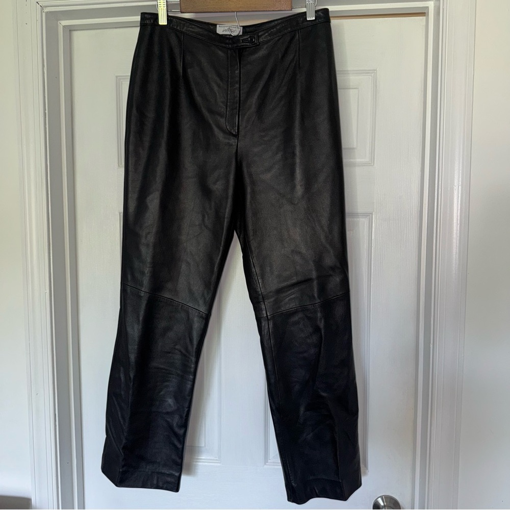 Lord & Taylor Leather Straight Leg Pants 8 Black